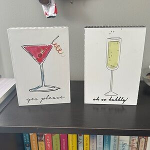 Set of 2 Stylish Cocktail Art Blocks